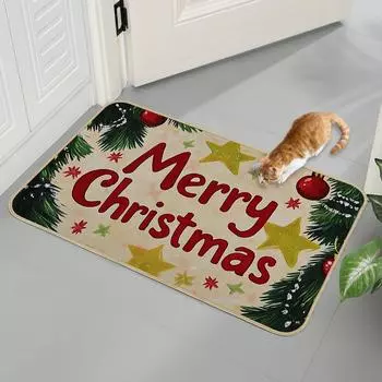 Счастливого Рождества, приветственный дверной коврик, нескользящий резиновый коврик для пола;Используется для украшения гостиных, спален, кухонь и домов отдыха. 40cmx60cm