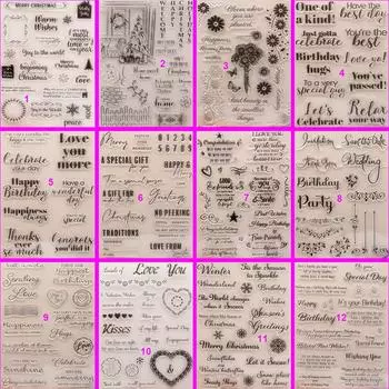 Счастливого Рождества Прозрачные силиконовые штампы DIY Скрапбукинг Альбом Бумажная открытка Цветок С Днем Рождения Поздравление Слово Письмо No.3-Flower Wishes