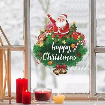 Счастливого Рождества Санта-колокольчики Спальня Гостиная Стена Ландшафтный Дизайн Наклейки 35*39cm/fun-f249