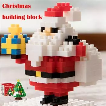 Счастливого Рождества Санта Строительные блоки Снежная кукла Лоси Мультфильм Мини Боевик Фигурки Модель Куклы Игрушка Дети Новый год Xmax Подарок