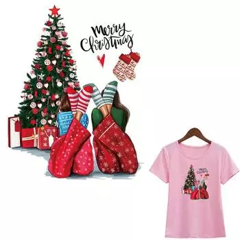 Счастливого Рождества сестры утюг на заплатках теплопередача новая модная футболка с джинсовым украшением моющиеся Diy Thermal Parches 6.3x8 cm