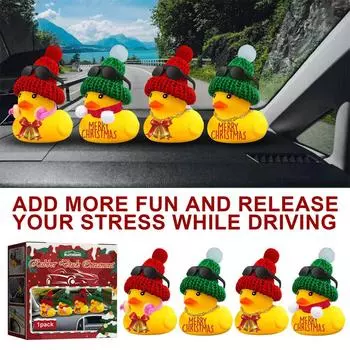 Счастливого Рождества Желтая Утка Со Шляпой Для Автомобиля Велосипед Поездка Украшения Дети Взрослые Смешные Игрушки