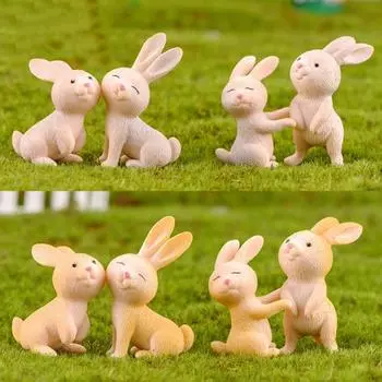 Счастливой Пасхи 7шт DIY милая фигурка ремесла кролик кролик животное прекрасный подарок серый