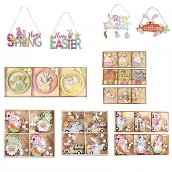 Счастливой Пасхи, деревянный кулон, весенняя Пасха, мультяшная ремесленная открытка, елочные украшения, вечерние украшения для дома, классной комнаты, фермерского дома