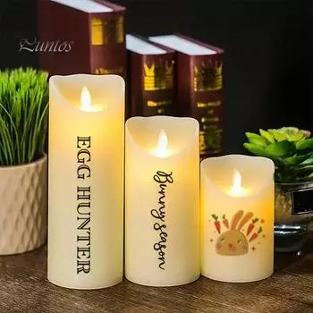 Счастливой Пасхи, наклейка на свечу, кролик, красочное яйцо, морковь, буква, чай, коническая цилиндрическая свеча, украшение для Пасхального фестиваля, наклейка A