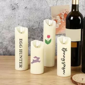 Счастливой Пасхи, наклейка на свечу, кролик, красочное яйцо, морковь, буква, чай, коническая цилиндрическая свеча, украшение для Пасхального фестиваля, наклейка A