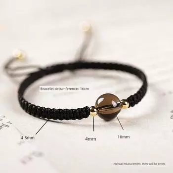 Счастливые бусины Ручная работа Парный браслет для пары Цитрин Tea Crystal ~ Gold Beads ~ Peace Knot ~ Black Rope