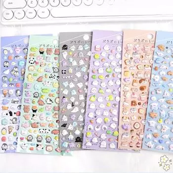 Счастливые мини-животные мультфильм 3D пухлые наклейки клейкая наклейка дневник своими руками канцелярские принадлежности наклейка подарок школьные канцелярские принадлежности