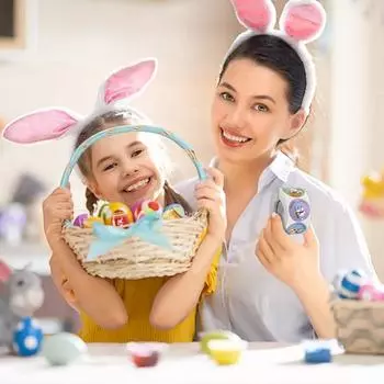 Счастливые Пасхальные наклейки Пасхальный кролик Яйцо Наклейки Подарочная сумка Коробка Декор Теги Самоклеящаяся этикетка
