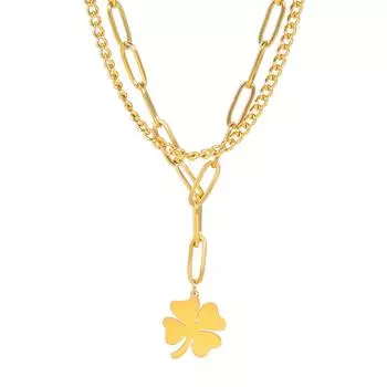 Счастливые подвески-ожерелья для женщин из нержавеющей стали с двойной цепочкой, подарок на день рождения, свадьбу, день матери