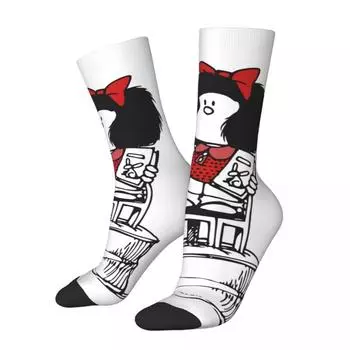 Счастливые Смешные Мужские Носки Харадзюку Свобода Феминистка Мафальда Комикс Мультяшные Носки Скейтборд Женские Носки Весна Лето Осень Зима One Size