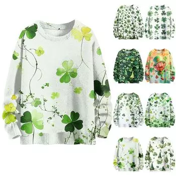 Счастливые толстовки для женщин вязаный свитер симпатичная рубашка осенний круглый вырез пуловер топы L