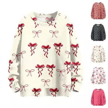 Счастливые толстовки для женщин вязаный свитер симпатичная рубашка осенний круглый вырез пуловер топы L бежевый