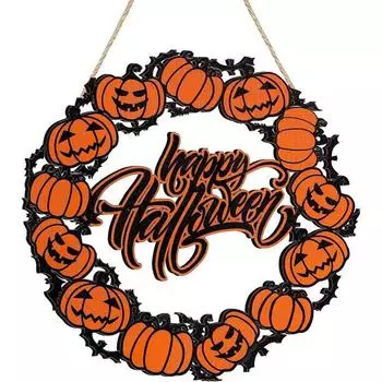 Счастливый Хэллоуин Подвесной Знак Тыква Входная Дверь Знак Украшения Настенный Декор Black Cat