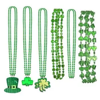 Счастливый клевер, зеленая шляпа, буквы, длинные круглые бусины, клевер на день Святого Патрика