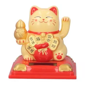 Счастливый машущий кот на солнечной энергии, украшения для кошек, декоративные, приветствующие богатство, кот для рабочего стола в офисе