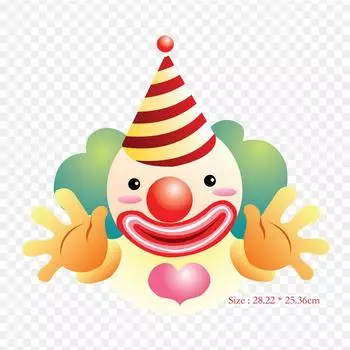 Счастливый мультяшный клоун, лицо клоуна, Джокера, термопереносная печать, виниловые нашивки, наклейки для одежды, аппликации «сделай сам», моющиеся нашивки