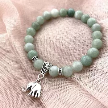 Счастливый натуральный камень браслет из бисера модный милый слон унисекс браслет ювелирный браслет