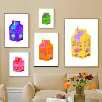 Счастливый сок, напиток, цитата, настенная живопись маслом, плакаты на скандинавскую тему и принты, украшение для гостиной, дома 21cm30cm NoFrame