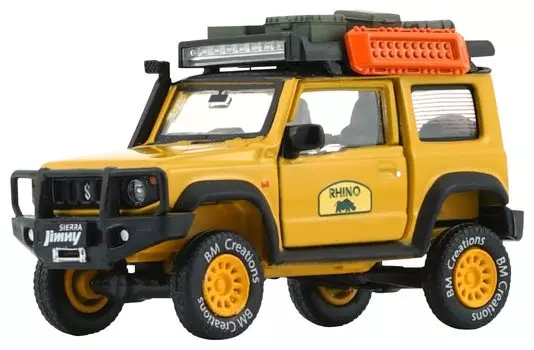 Scherer Designs BM CREATIONS Suzuki Jimny 2019 RHD Rhino Ivory Yellow Accessory Pack BMC X JIMNY 5th Anniversary Completed Product 1/64 (JB74)
