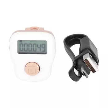 Счетчик колец Белый ручной светящийся кольцевой тип USB перезаряжаемый силиконовый счетчик с защитой от пота