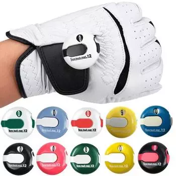 Счетчик очков в гольфе Мини-кликер для ударов Трекер подсчета очков Сброс в одно касание Счетчик счетов в гольфе Насадка для секретаря До 12 ударов белый/жёлтый