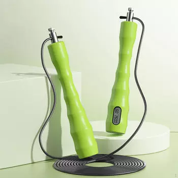 Счетная скакалка, 2 шт., проволочные веревки, удобная ручка, личное тренировочное оборудование, скорость зелёный