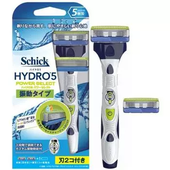 Schick 5-лезвийный Hydro 5 Power Select Двойной держатель (Корпус + 2 запасных лезвия) Мужская бритва из нержавеющей стали