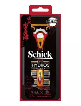 Schick Demon Slayer Rengoku Kyojuro Model Hydro 5 Premium Holder blade 4 replacement Razor stand can case included (with + blades) &