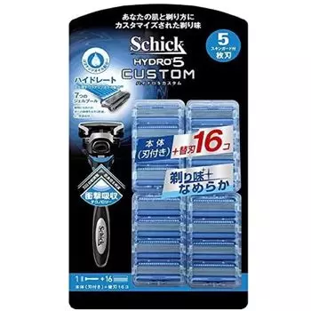 Лезвия SCHICK HYDRO5 Custom, сменные, 17 шт., 5 лезвий для бритья, бритья, SCHICK HYDRO5 CUSTOM, 1 шт. (х 1) синий