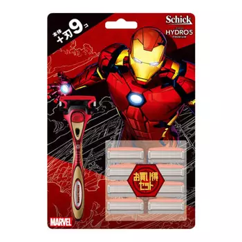 Schick Hydro 5 Premium Marvel Collection Iron Man Club Pack Body + 9 Blades Red