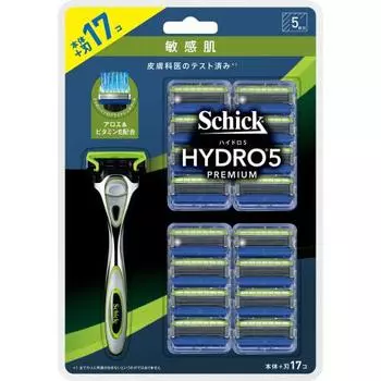 Schick Hydro 5 Premium Sensitive Skin Club Pack (Holder (with blade) + 16 replacement blades) Shaving Razor for Men Silver