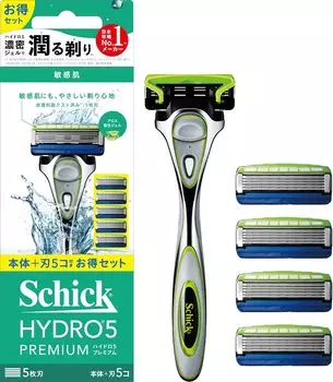 Schick Hydro 5 Premium Sensitive Skin Combo Pack 4 сменная бритва (держатель (с лезвием) + лезвия) серебряный