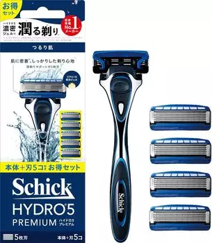 Schick Hydro 5 Premium Smooth Skin Combo Pack 4 сменная бритва для бритья пластиковая черная (держатель (с лезвием) + лезвия) Мужской чёрный