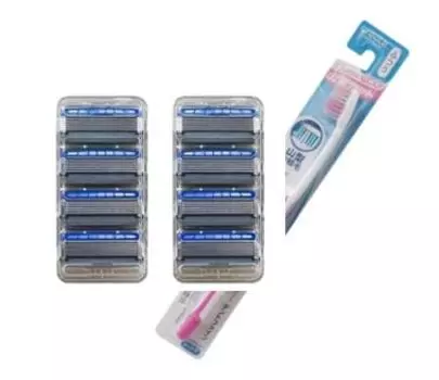 Schick Hydro 5 Top Model Custom Hydrate 2 коробки сменных лезвий и 1 зубная щетка Dent Fine для взрослых (Набор 8) Горный разрез