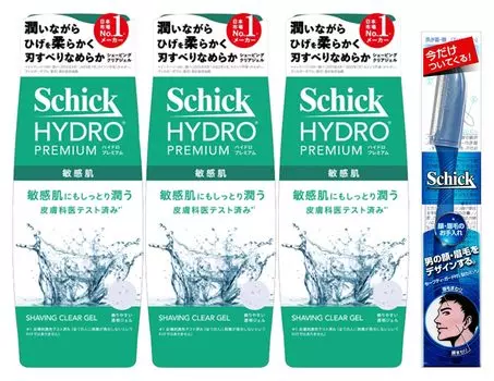 Schick Hydro Premium Гель для бритья для чувствительной кожи 200 г x 3 с бонусом