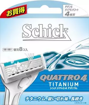 Schick Quattro 4 титановое сменное лезвие, один предмет, 8 сменных лезвий