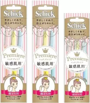 Schick Schick 3 шт x 2 шт Premier Sensitive Skin L Dispo For Eyebrows 3 шт x 1 упаковка Одноразовая бритва для лица Макияж для бровей Компактная головка