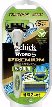 Schick Schick 5 Blade Hydro 5 Premium Держатель для чувствительной кожи с 2 сменными лезвиями. Сменное лезвие для бритвы уже прикреплено к основной мужской