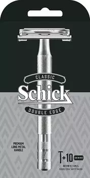 Schick Schick Classic Double Edge Metal Holder Silver 10 запасных бритвенных станков (Включает лезвия)