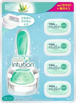 Schick Schick Intuition Sensitive Skin Club Pack Сменная бритва, 1 из которых уже прикреплена к основной Одиночный товар Зеленый 1 шт. Женская (5 зелёный