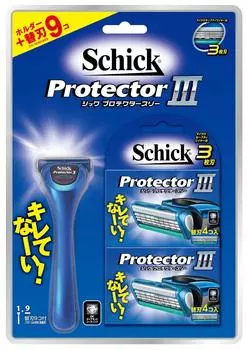 Schick Schick Protector 3 Club Pack 8 запасных бритвенных лезвий немецкого производства с предохранительной проволокой 1 шт. (держатель (с лезвием) + лезвия) 3-лопастной (Икс серебряный