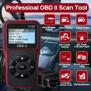 Считыватель кодов автомобиля, сканер OBD2, сканер неисправностей индикатора двигателя, диагностический сканер CAN Battery Test чёрный