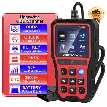 Считыватель кодов двигателя OBD2 Сканер OBD2 Профессиональный автомобильный диагностический сканер Инструмент для диагностики автомобиля Автомобильные аксессуары Проверка и оценка срока службы батареи Red