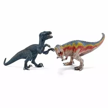 Schleich Dinosaur Tyrannosaurus Rex and Velociraptor Figure 42216 (Small)