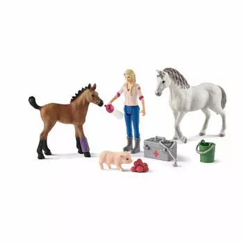 Schleich Фигурка доктора и лошади «Родитель и ребенок» из мультфильма «Фермерский мир» 42486