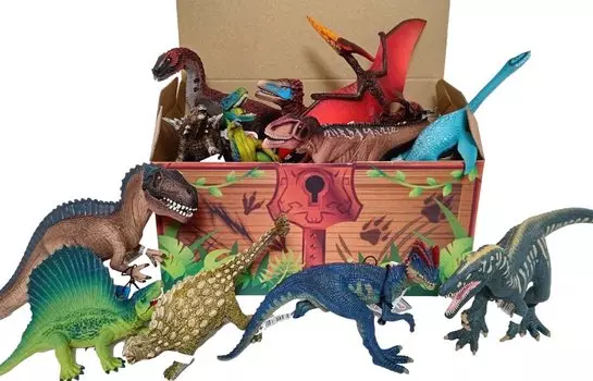Schleich Набор из 8 фигурок динозавров, набор из 8 предметов, динозавры, шкатулка с сокровищами, подарок на день рождения, рождественское приключение Pikichemo
