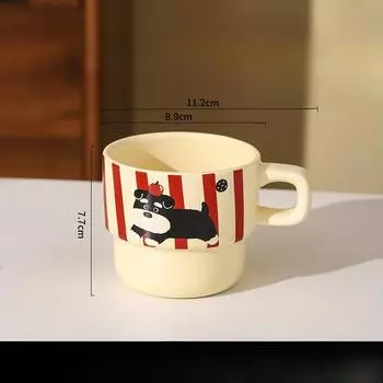 Schnauzer Stacked Cup Cute Ceramic Cup Coffee Cup High Value Mug Household Drinking Cup Breakfast Cup 270ML