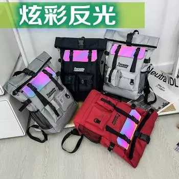 Школьная сумка для мужчин, школьников, модный повседневный рюкзак для велоспорта, большая вместимость, начальный светоотражающий рюкзак чёрный