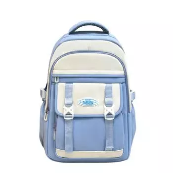 School bag, middle and high school students, large-capacity backpack, casual small, fresh, contrasting colors, burden reduction, travel backpack синий